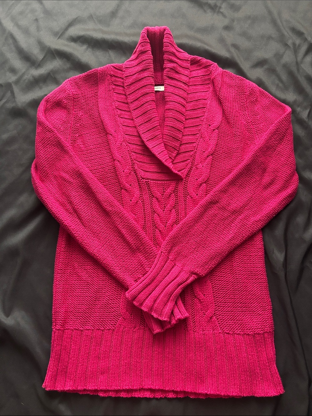 Old Navy Shawl Collar Cable Knit Sweater in Fuchsia